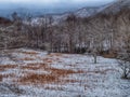 Winter landscape and snow covered roads in the mountains Royalty Free Stock Photo