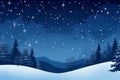 winter landscape with snow covered trees and stars in the night sky Royalty Free Stock Photo