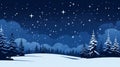 winter landscape with snow covered trees and stars in the night sky Royalty Free Stock Photo