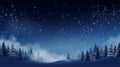 winter landscape with snow covered trees and stars in the sky Royalty Free Stock Photo