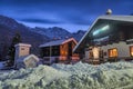 Winter landscape with snow at dusk in european Alps, Macugnaga, Italy