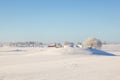 Winter landscape with snow and frost on the fields Royalty Free Stock Photo
