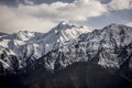 Winter landscape snow mountain with blue sky from Leh Ladakh India