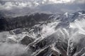 Winter landscape snow mountain high angle view from airplane Leh Ladakh India Royalty Free Stock Photo