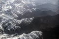 Winter landscape snow mountain high angle view from airplane Leh Ladakh India Royalty Free Stock Photo