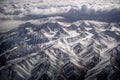 Winter landscape snow mountain high angle view from airplane Leh Ladakh India Royalty Free Stock Photo