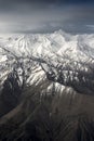 Winter landscape snow mountain high angle view from airplane Leh Ladakh India Royalty Free Stock Photo