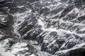 Winter landscape snow mountain high angle view from airplane Leh Ladakh India Royalty Free Stock Photo