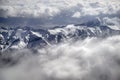 Winter landscape snow mountain high angle view from airplane Leh Ladakh India Royalty Free Stock Photo