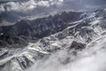 Winter landscape snow mountain high angle view from airplane Leh Ladakh India Royalty Free Stock Photo