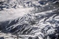 Winter landscape snow mountain high angle view from airplane Leh Ladakh India Royalty Free Stock Photo