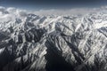 Winter landscape snow mountain high angle view from airplane Leh Ladakh India Royalty Free Stock Photo