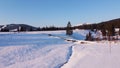 Winter Landscape with snow in pine tree forest. Christmas time Royalty Free Stock Photo