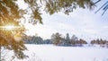 Winter landscape with snowfall, Christmas winter beautiful landscape, cinemagraph, video loop, beautiful soft snowfall