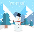 Winter landscape with snowman Royalty Free Stock Photo