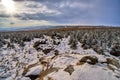 Winter landscape, snowy, bear rock