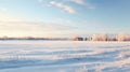 Winter Landscape: Snowy Field And Barn In Rural Canada Royalty Free Stock Photo