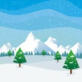 Winter Landscape with scenery snowy design