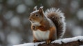 winter landscape squirrel close-up Royalty Free Stock Photo