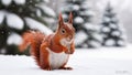 winter landscape squirrel close-up Royalty Free Stock Photo