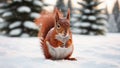 winter landscape squirrel close-up Royalty Free Stock Photo