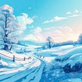 Winter landscape at sunny day