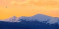 Winter landscape at sunrise, panorama, banner - view of the mountain range Royalty Free Stock Photo