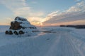 Winter landscape at sunset Royalty Free Stock Photo