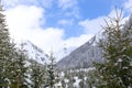 Winter landscape with Carpathian mountains.