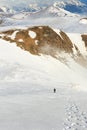 Winter landscape - top view of the hiking trail on the mountain range Royalty Free Stock Photo