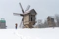 Ancient windmill in Pirogovo ethnographic museum, Ukraine Royalty Free Stock Photo