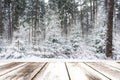 Winter landscape of trees covered with snow - Table full of snowflakes