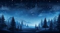 winter landscape with trees and mountains at night Royalty Free Stock Photo