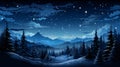 winter landscape with trees and mountains at night Royalty Free Stock Photo