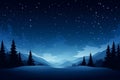 winter landscape with trees and mountains at night Royalty Free Stock Photo