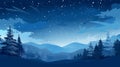 winter landscape with trees and mountains at night Royalty Free Stock Photo