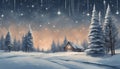 winter landscape with trees A peaceful Christmas with a row of trees and a starry sky. The trees are calm and silent