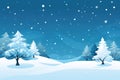 Winter landscape with trees and snowflakes on a blue background. Vector illustration. Generative AI Royalty Free Stock Photo