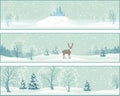 Winter Landscape Vector Banners Royalty Free Stock Photo