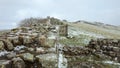 View of Hadrians Wall at Cawfield Crag and Quarry.