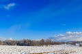 Winter landscape view fields forests covered snow Royalty Free Stock Photo