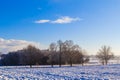 Winter landscape view fields forests covered snow Royalty Free Stock Photo