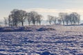Winter landscape view fields forests covered snow Royalty Free Stock Photo