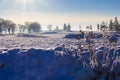 Winter landscape view fields forests covered snow Royalty Free Stock Photo