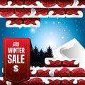 Winter landscape with wall broken and christmas sale Royalty Free Stock Photo