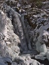 Winter landscape with water fall Todtnauer WasserfÃÂ¤lle between frozen rocks with icicles and snow-covered trees. Royalty Free Stock Photo