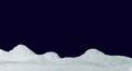 Winter landscape, white snow field, 3d render. Arctic landscape isolated on a black background. 3d illustration Royalty Free Stock Photo