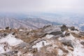 Winter landscape white snow of Mountain in Korea. Royalty Free Stock Photo