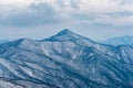 Winter landscape white snow of Mountain in Korea. Royalty Free Stock Photo