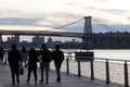 2017 Winter landscape-Williamsburg Bridge at sunset Royalty Free Stock Photo